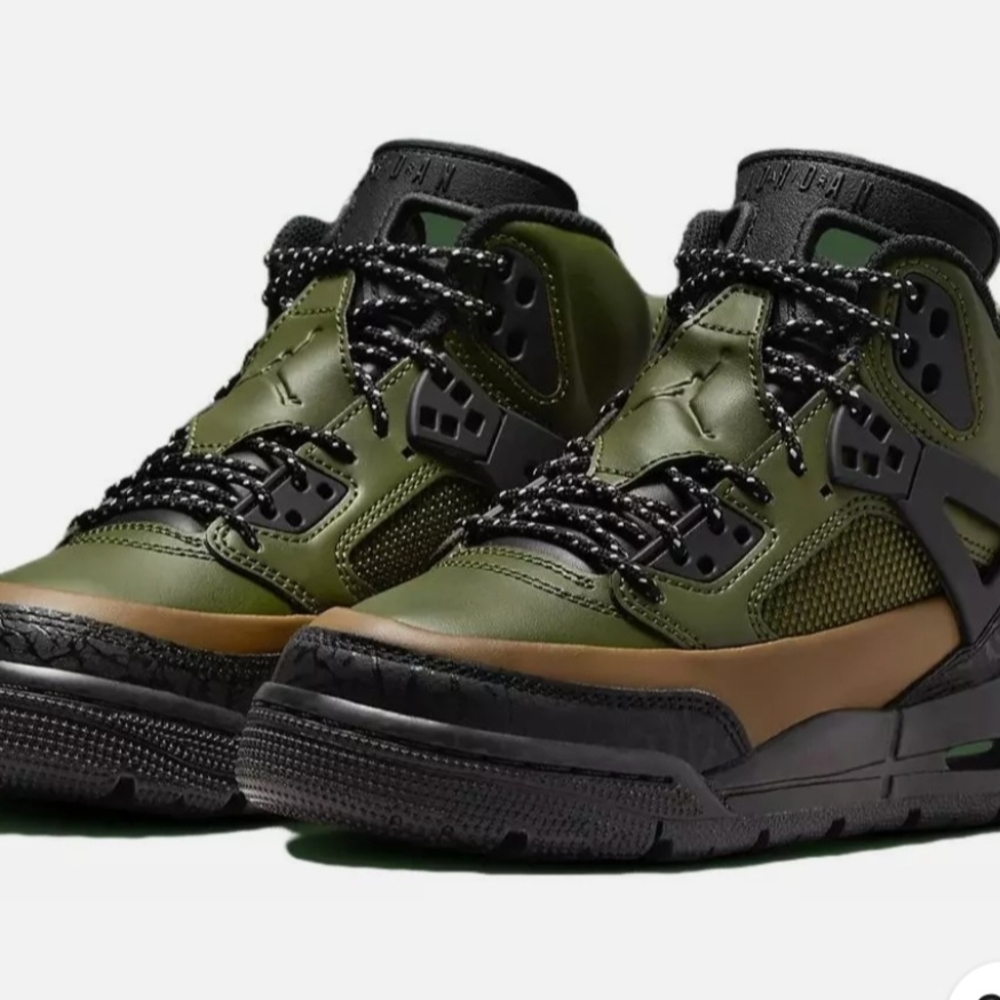 Jordan winterized  Spizike (Gs) Olive  and Black High-Top Sneakers Rugged Design